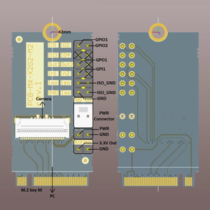 Adapter board for xiX X2 cameras - flex to PCIe M.2 - 2