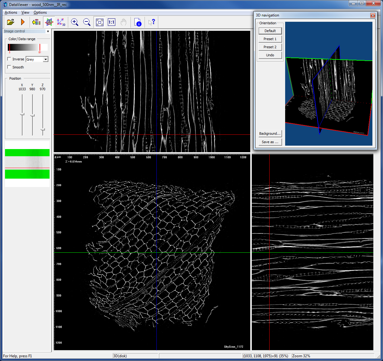 wood cell slices 500-nanometer x-ray