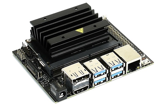 The NVIDIA Jetson Nano Developer Kit on a white background